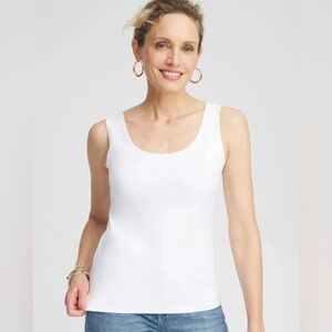 CHICOS Microfiber High Neck Tank in Optic White, Like New
